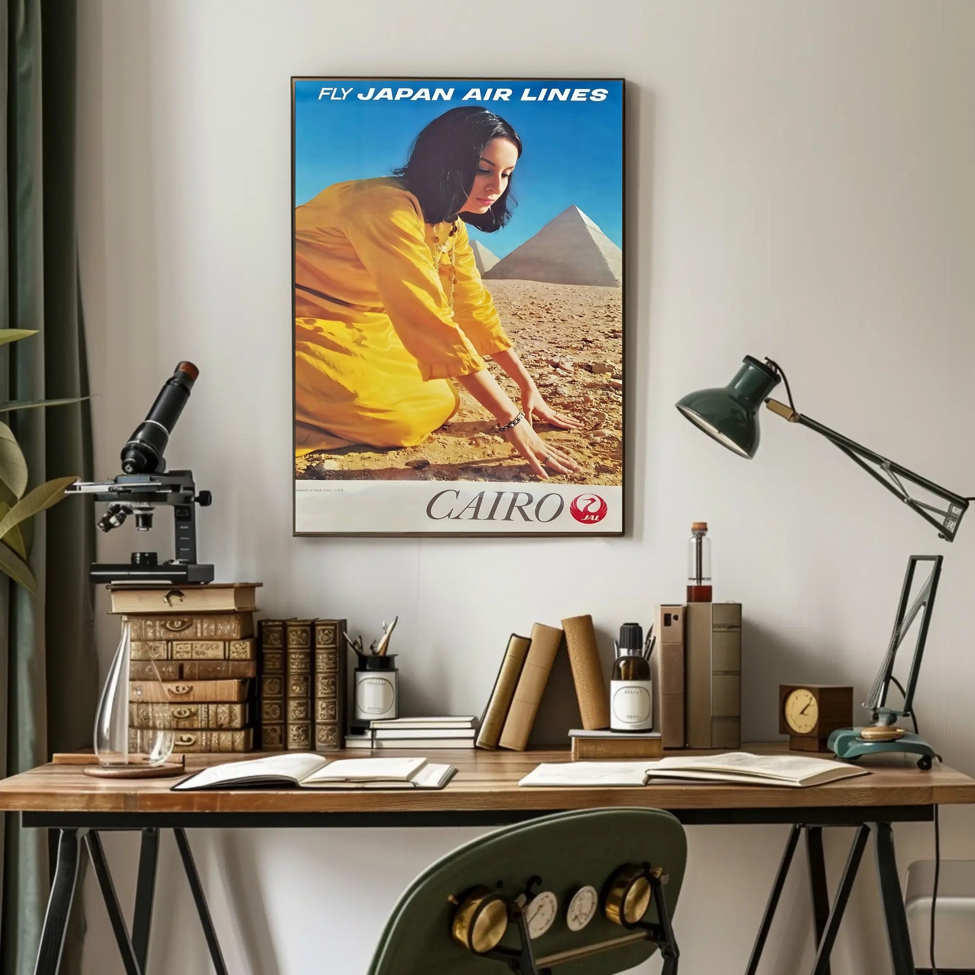 Retro Cairo Travel Poster with Pyramids and Japan Airlines PosterGoat