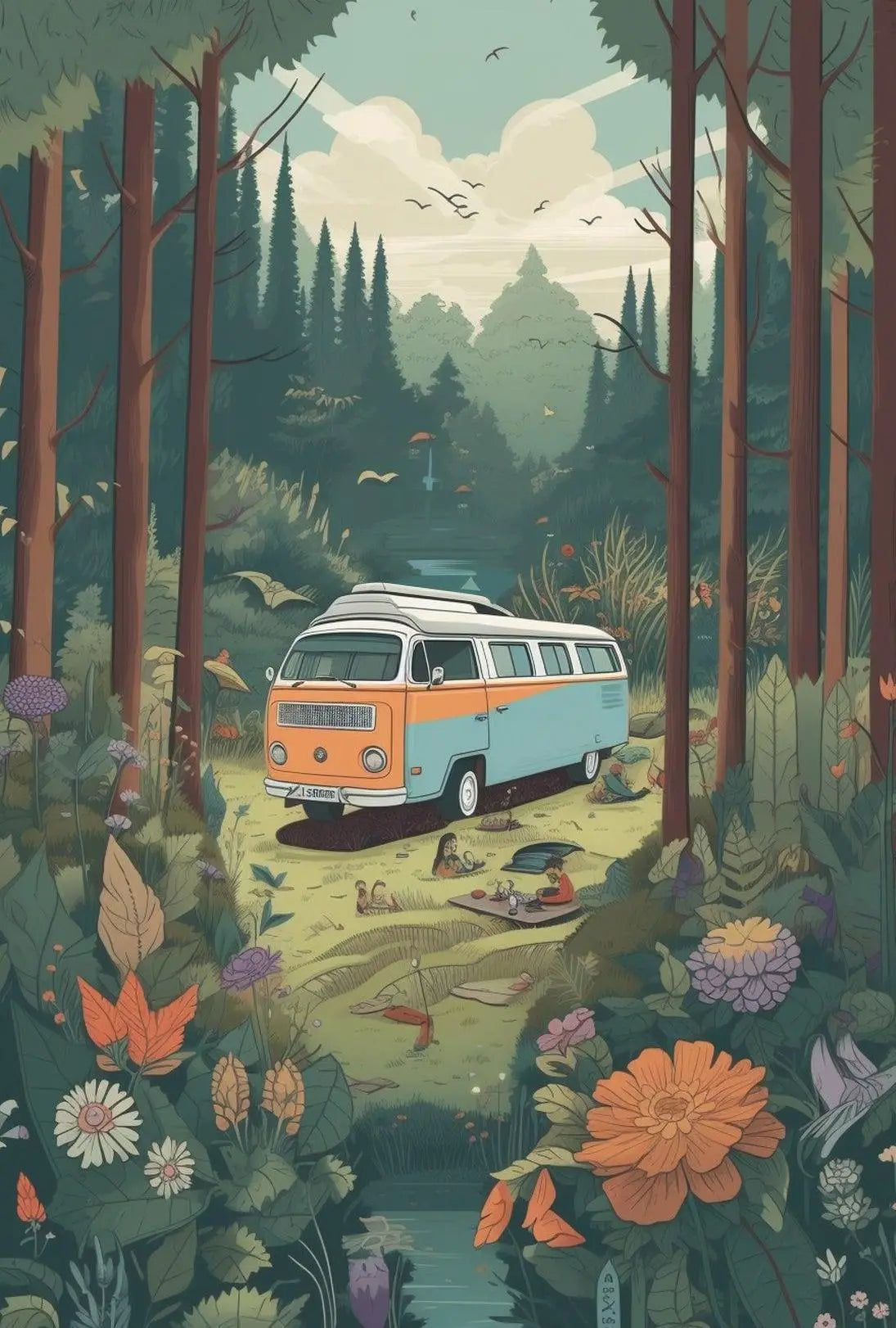 Retro Camper Van Escape Vintage Travel Poster PosterGoat