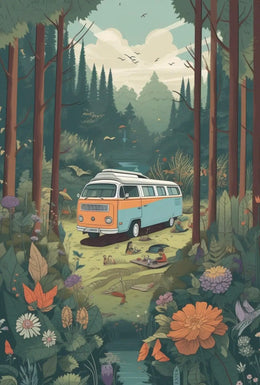 Retro Camper Van Escape Vintage Travel Poster PosterGoat