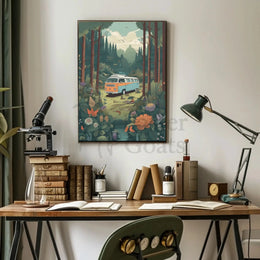 Retro Camper Van Escape Vintage Travel Poster PosterGoat