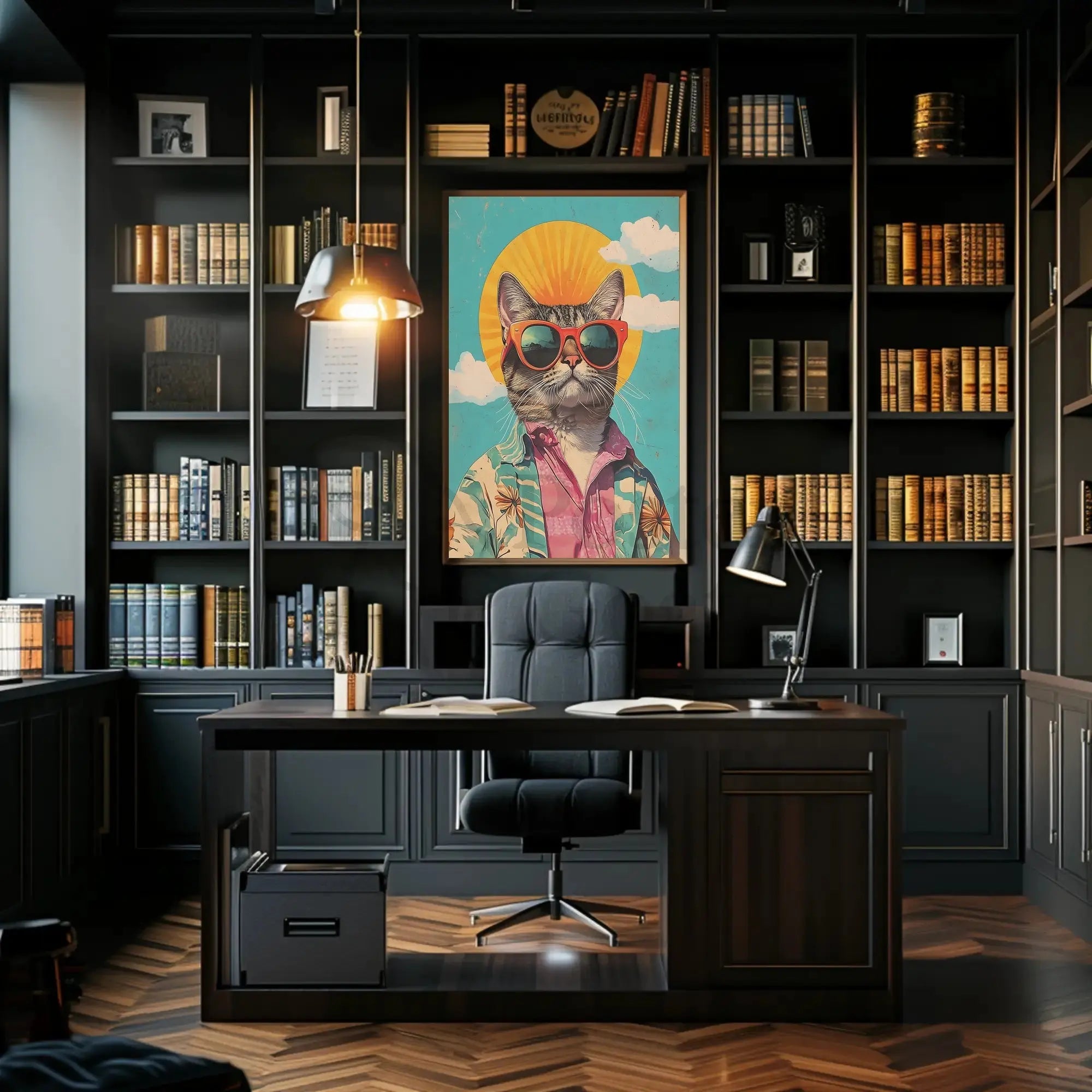 Retro Cat Cool Vibe Pop Culture Poster PosterGoat