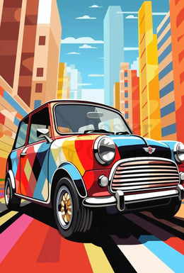 Retro City Pop Art Car Artistic Poster PosterGoat