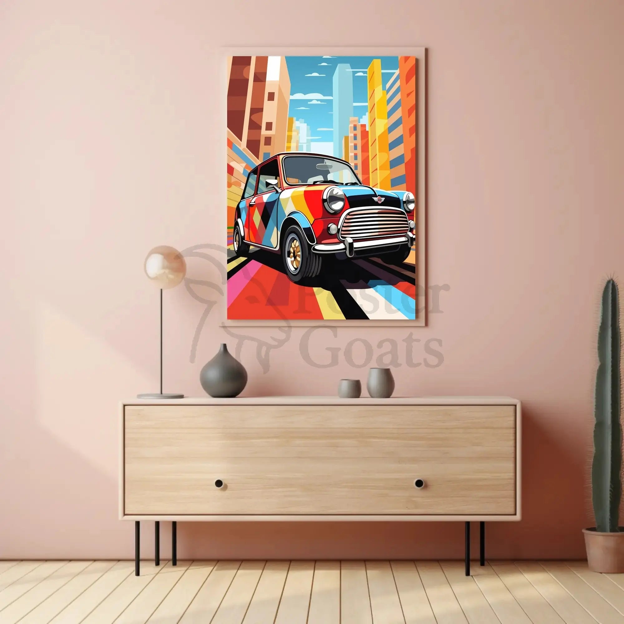 Retro City Pop Art Car Artistic Poster PosterGoat