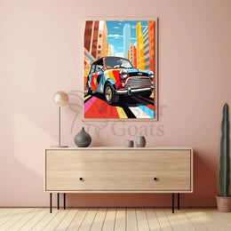 Retro City Pop Art Car Artistic Poster PosterGoat