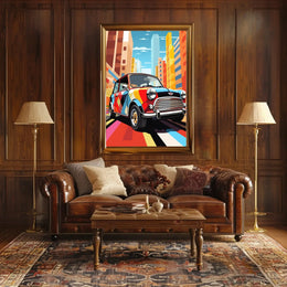 Retro City Pop Art Car Artistic Poster PosterGoat