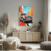 Retro City Pop Art Car Artistic Poster PosterGoat