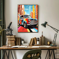 Retro City Pop Art Car Artistic Poster PosterGoat