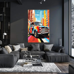 Retro City Pop Art Car Artistic Poster PosterGoat