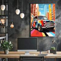 Retro City Pop Art Car Artistic Poster PosterGoat