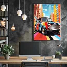 Retro City Pop Art Car Artistic Poster PosterGoat