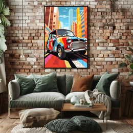 Retro City Pop Art Car Artistic Poster PosterGoat