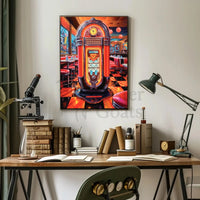Retro Diner Jukebox Scene in Pop Culture Poster PosterGoat