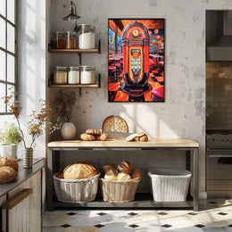 Retro Diner Jukebox Scene in Pop Culture Poster PosterGoat