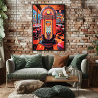 Retro Diner Jukebox Scene in Pop Culture Poster PosterGoat