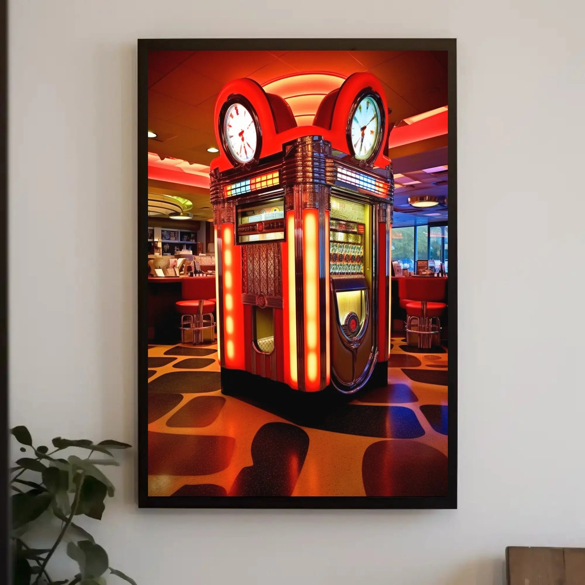 Retro Diner Jukebox Vibes: Abstract, Artistic, or Pop Culture Poster PosterGoat