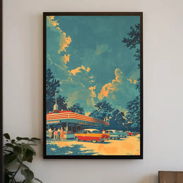 Retro Diner Vibes: Vintage Americana Cultural Poster PosterGoat