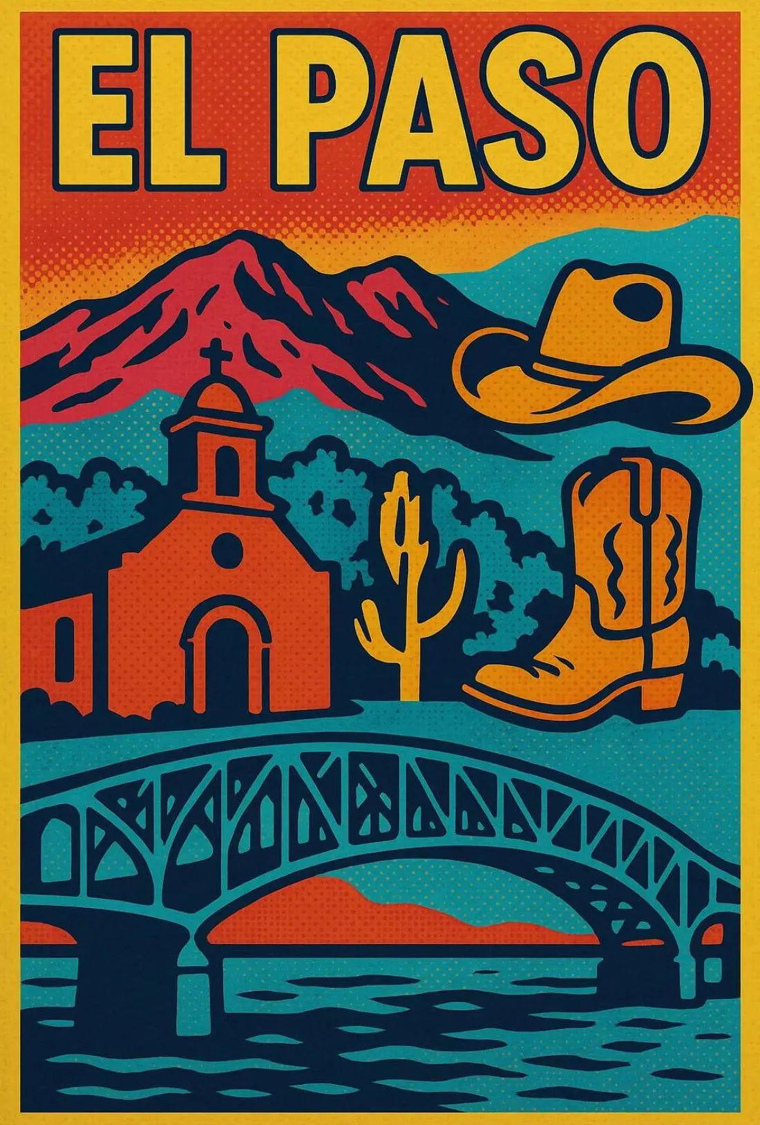 Retro El Paso Pop Art Travel Poster PosterGoat
