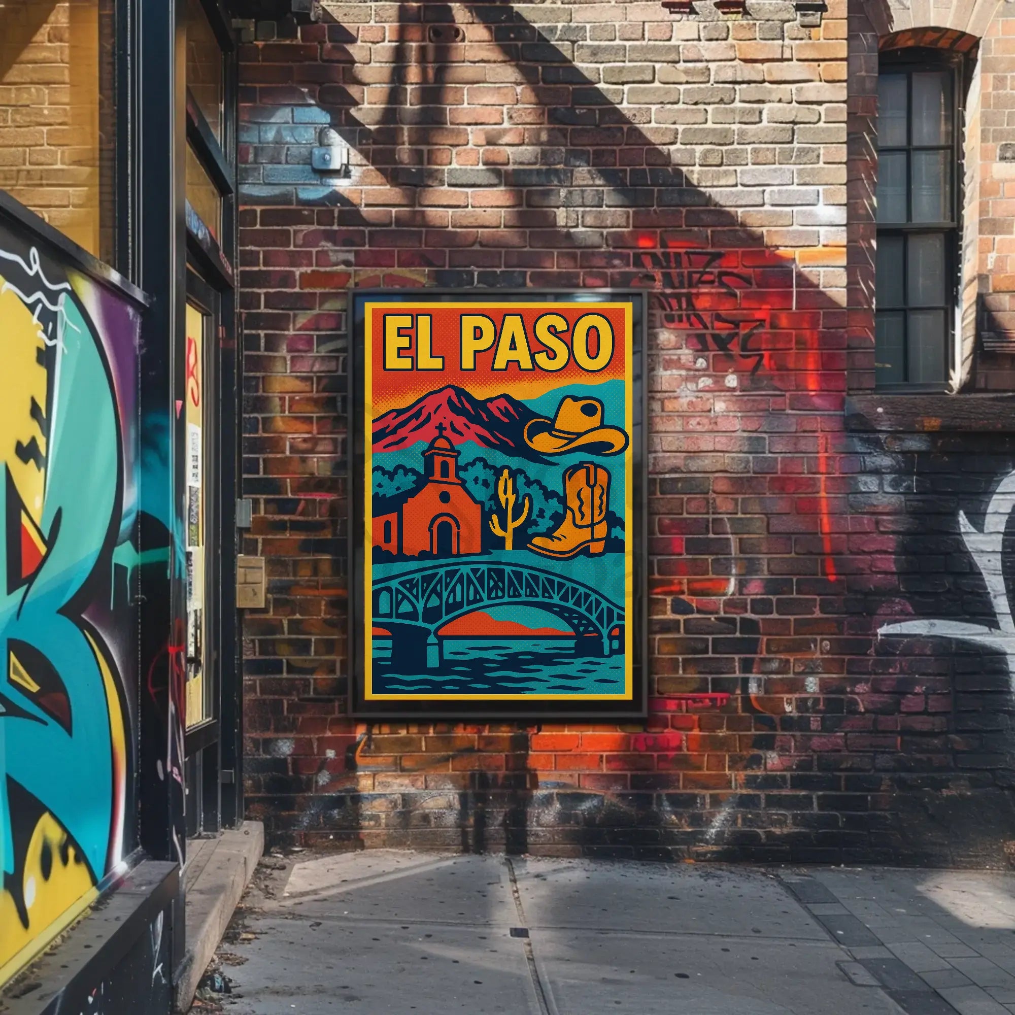 Retro El Paso Pop Art Travel Poster PosterGoat