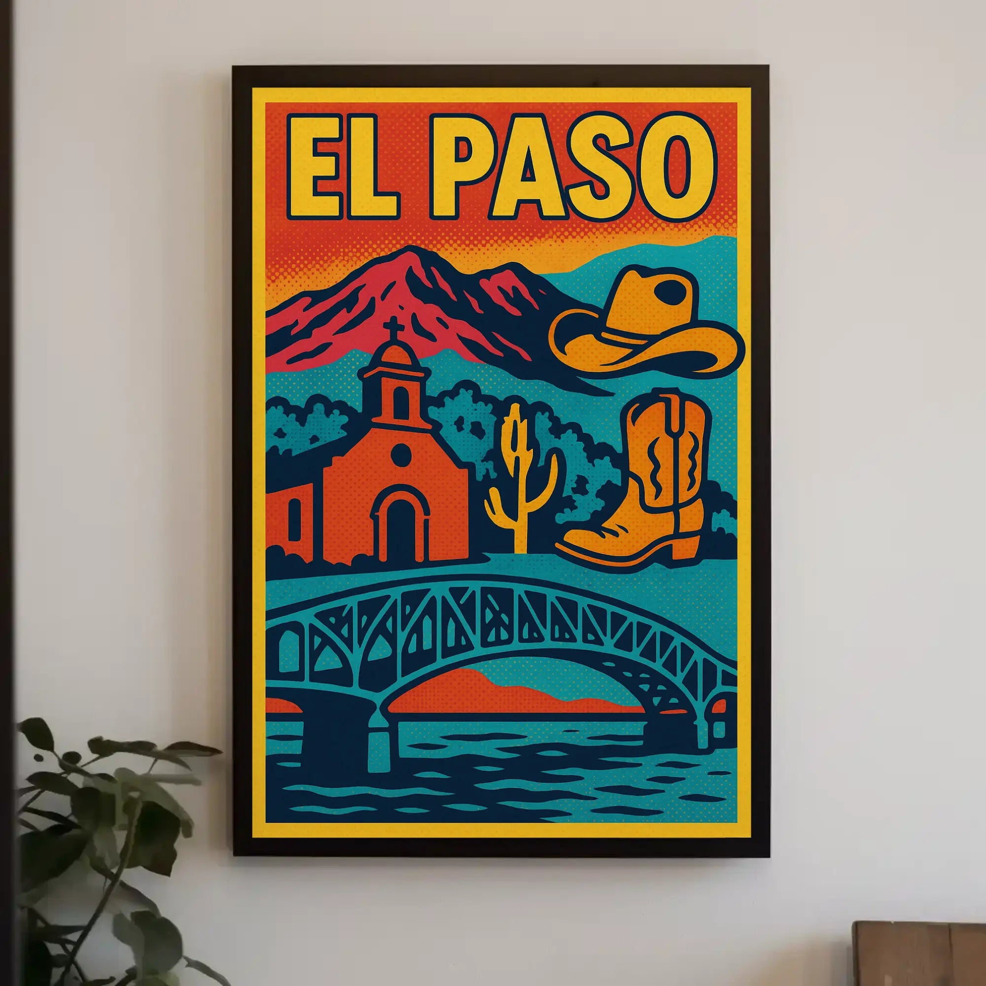 Retro El Paso Pop Art Travel Poster PosterGoat