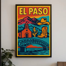 Retro El Paso Pop Art Travel Poster PosterGoat