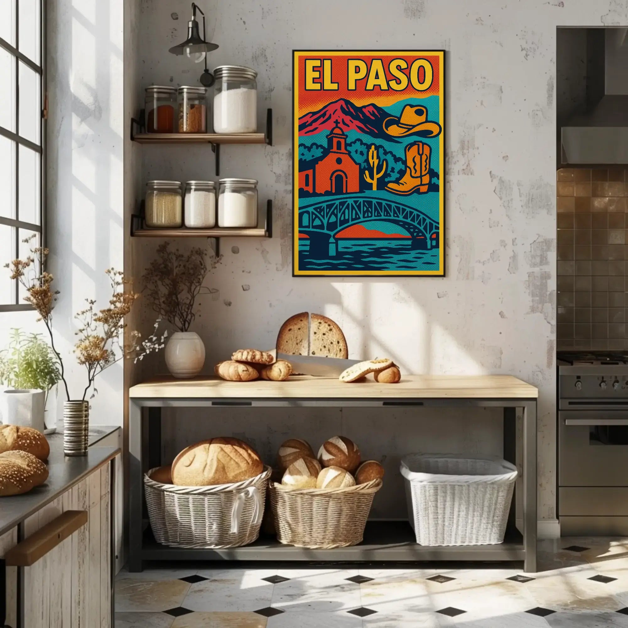 Retro El Paso Pop Art Travel Poster PosterGoat