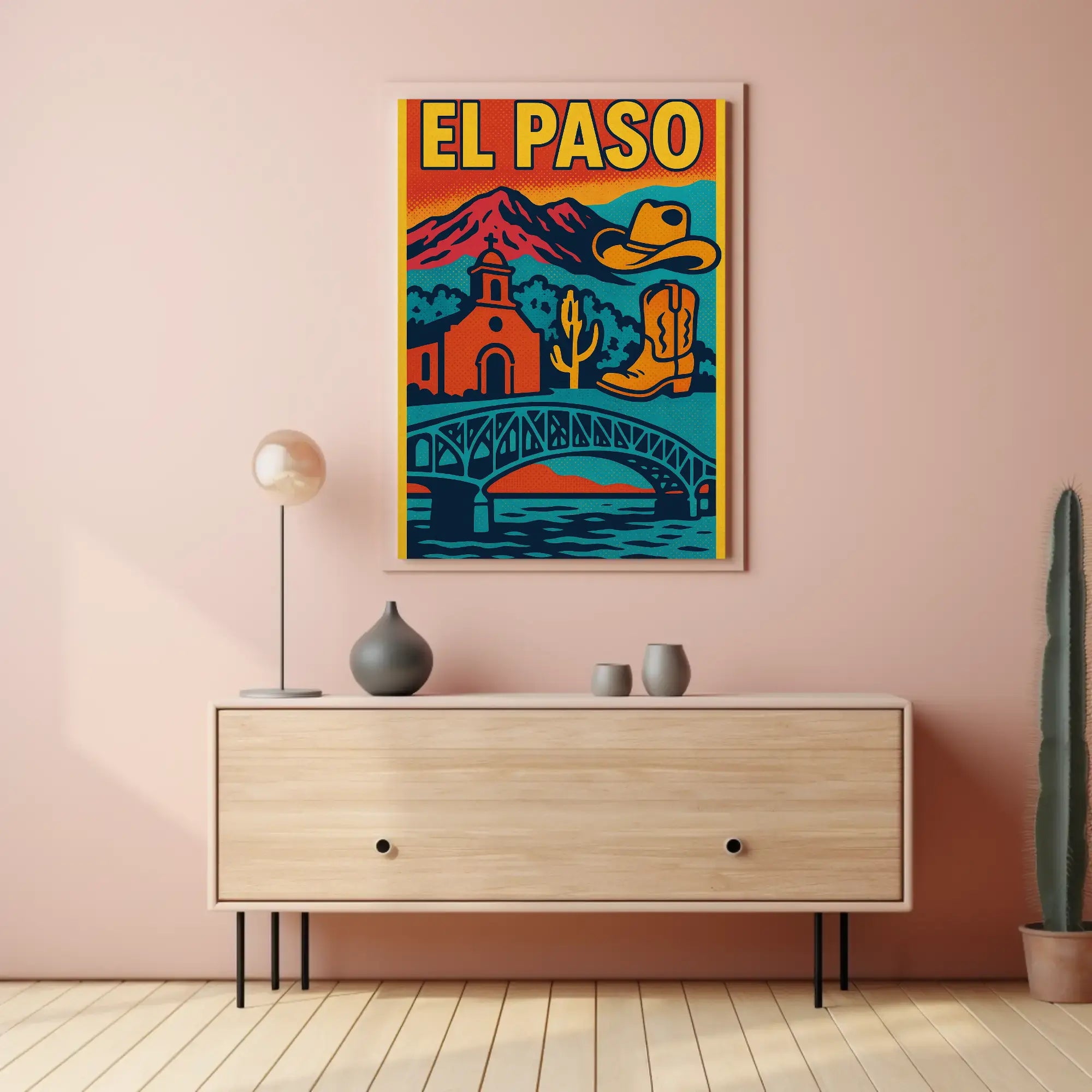 Retro El Paso Pop Art Travel Poster PosterGoat