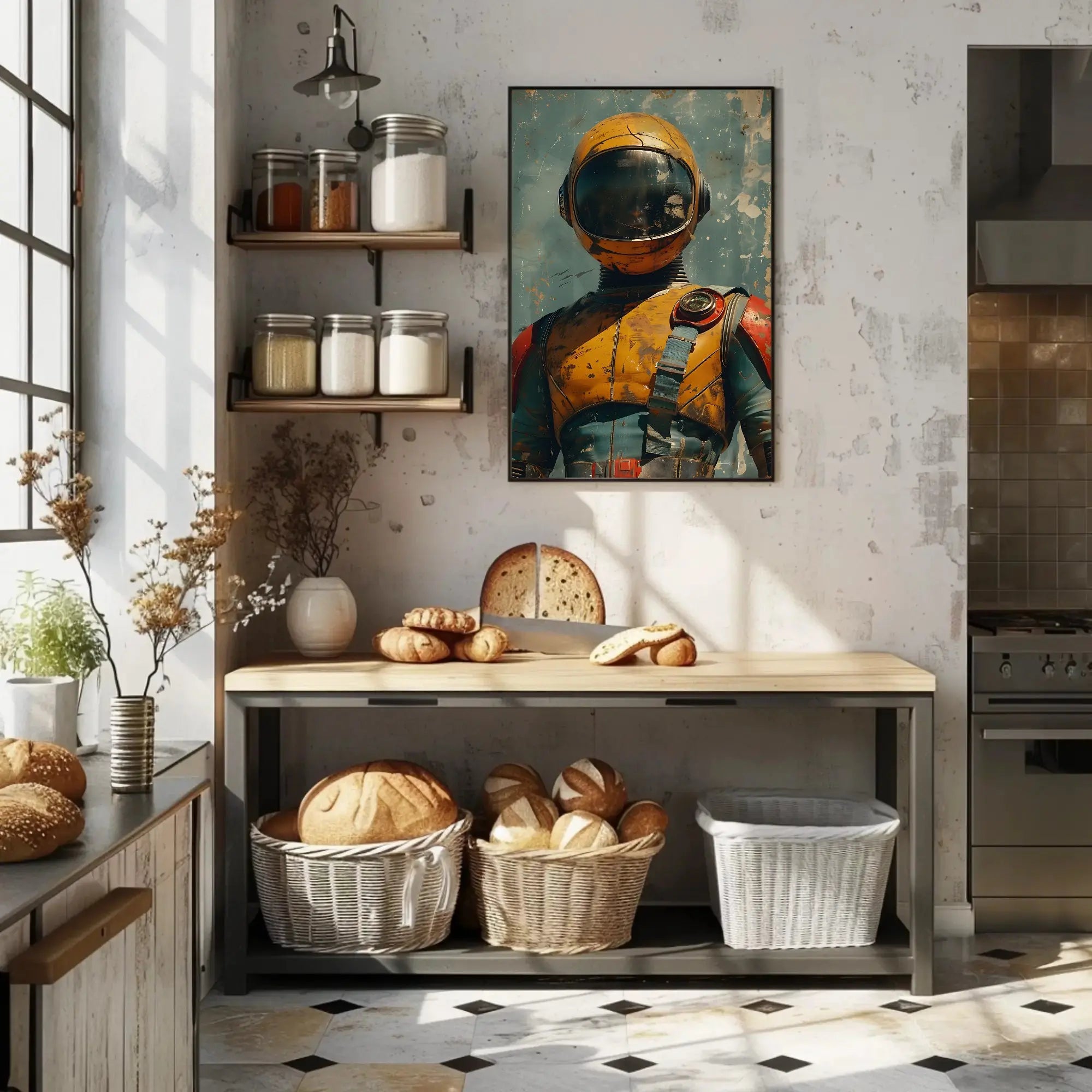Retro-Futuristic Adventure Astronaut Artwork Futuristic Sci-Fi Poster PosterGoat