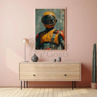 Retro-Futuristic Adventure Astronaut Artwork Futuristic Sci-Fi Poster PosterGoat
