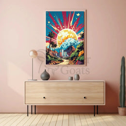 Retro-Futuristic Cityscape Pop Culture Poster PosterGoat