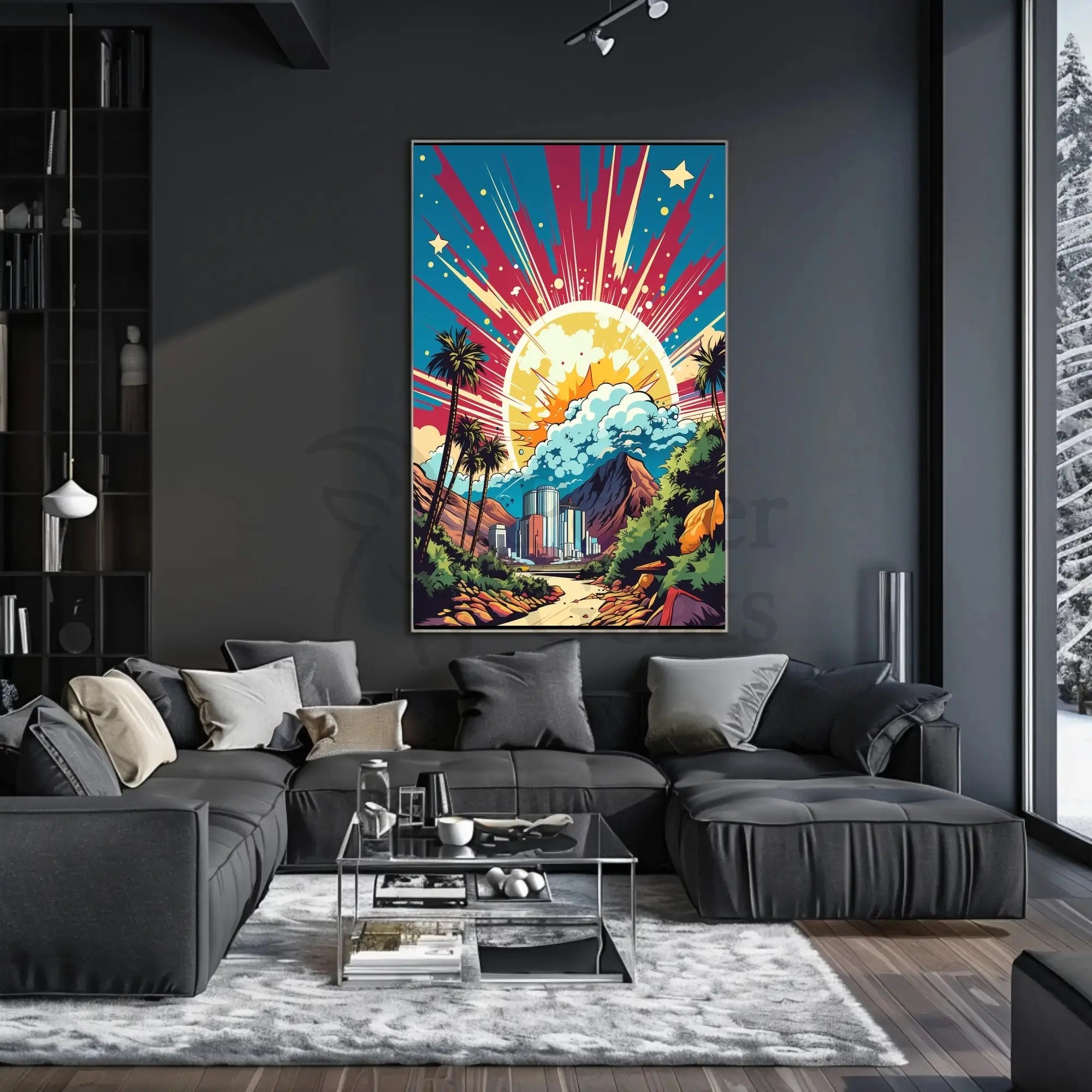 Retro-Futuristic Cityscape Pop Culture Poster PosterGoat
