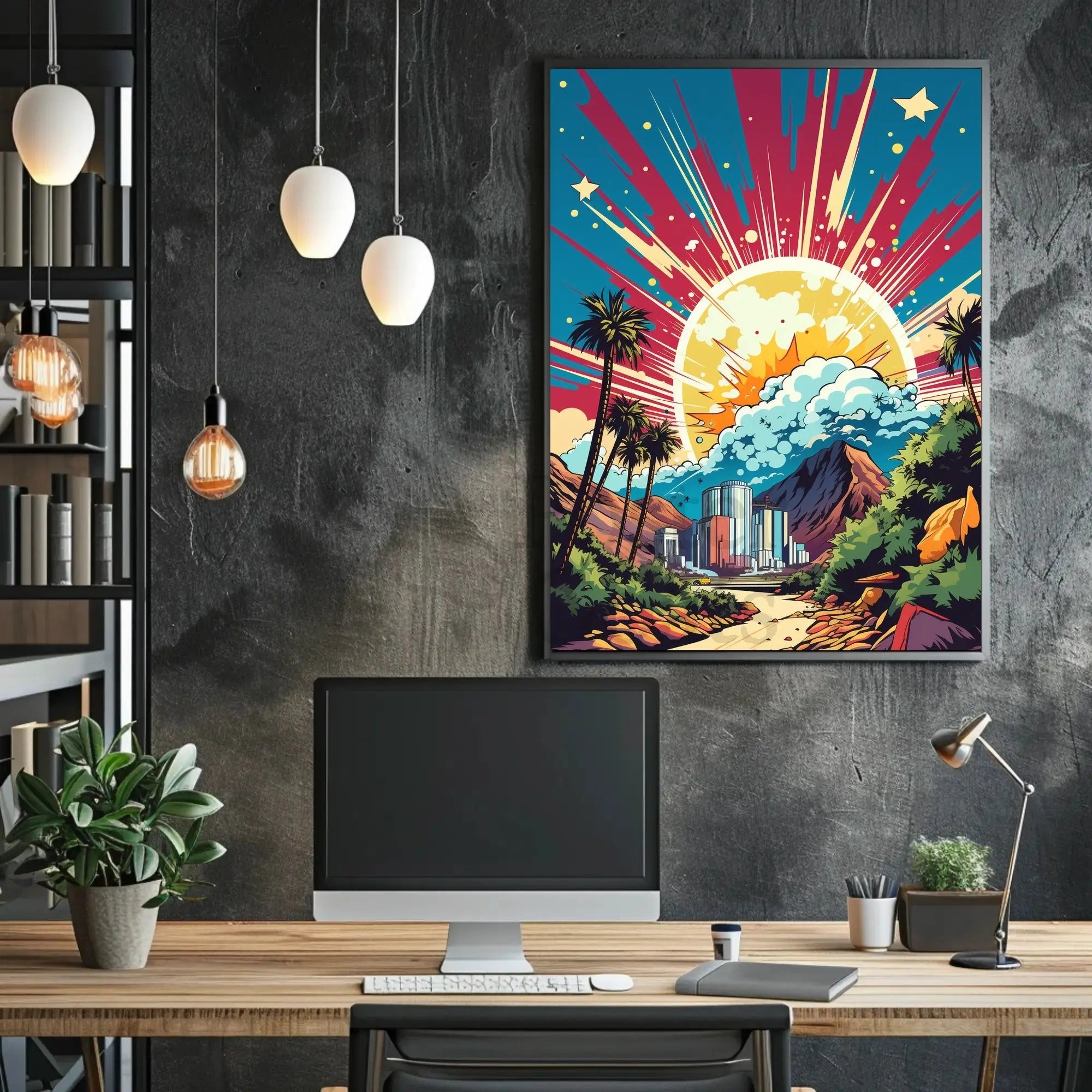 Retro-Futuristic Cityscape Pop Culture Poster PosterGoat