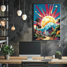 Retro-Futuristic Cityscape Pop Culture Poster PosterGoat