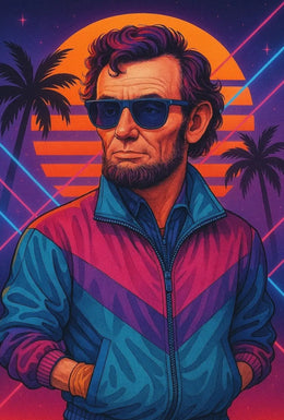 Retro-Futuristic Historical Icon in Neon Vibes Pop Culture Poster PosterGoat