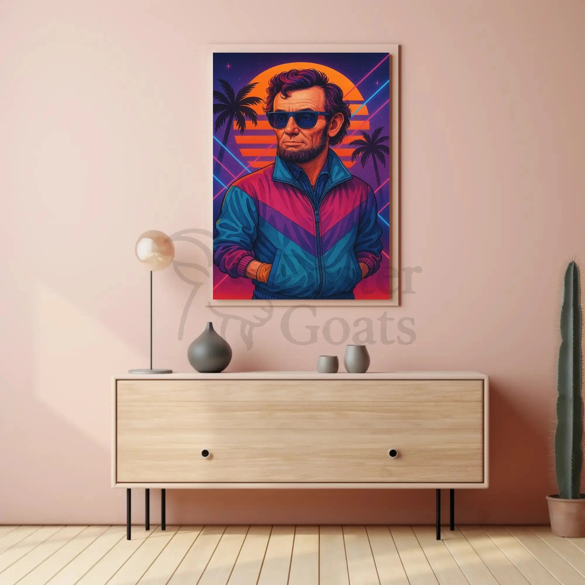 Retro-Futuristic Historical Icon in Neon Vibes Pop Culture Poster PosterGoat