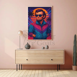 Retro-Futuristic Historical Icon in Neon Vibes Pop Culture Poster PosterGoat