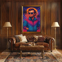 Retro-Futuristic Historical Icon in Neon Vibes Pop Culture Poster PosterGoat