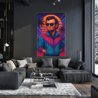 Retro-Futuristic Historical Icon in Neon Vibes Pop Culture Poster PosterGoat