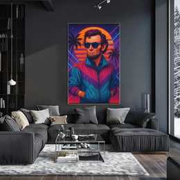 Retro-Futuristic Historical Icon in Neon Vibes Pop Culture Poster PosterGoat