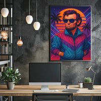 Retro-Futuristic Historical Icon in Neon Vibes Pop Culture Poster PosterGoat