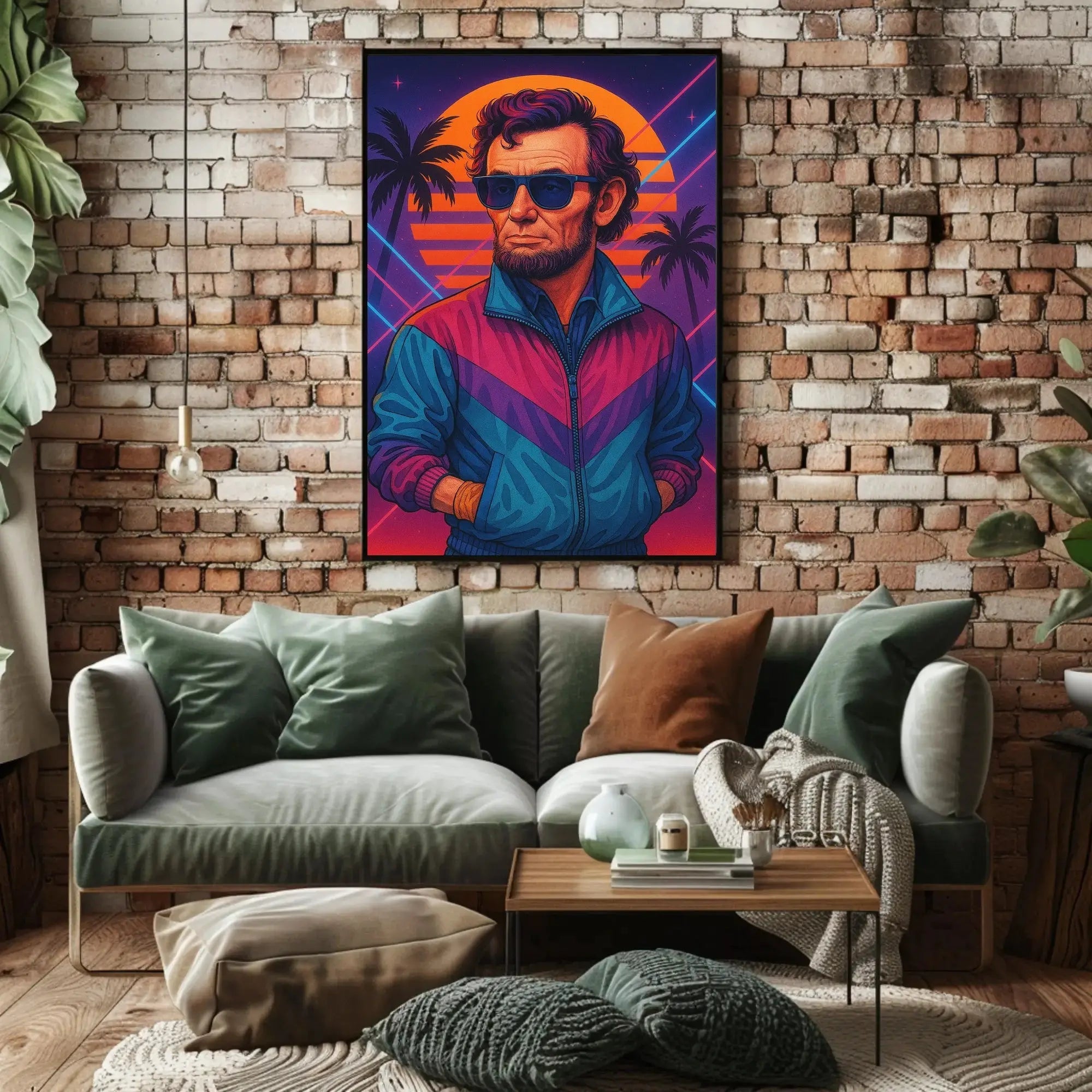 Retro-Futuristic Historical Icon in Neon Vibes Pop Culture Poster PosterGoat