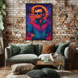 Retro-Futuristic Historical Icon in Neon Vibes Pop Culture Poster PosterGoat