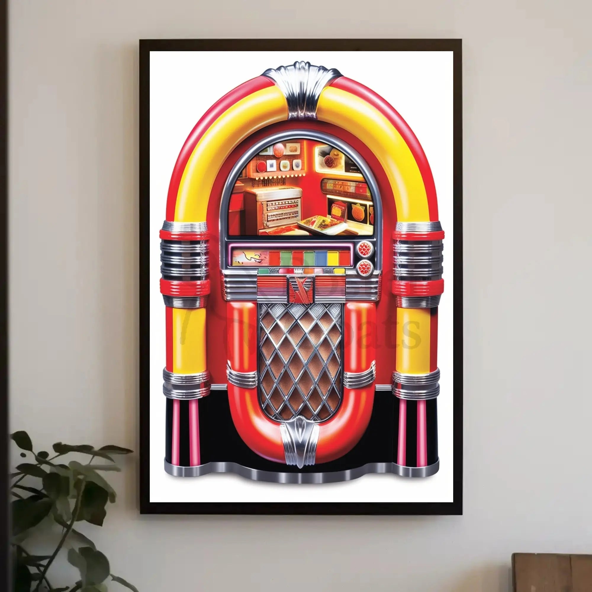 Retro Jukebox Art Print: Pop Culture Poster PosterGoat