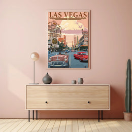 Retro Las Vegas Scene Mid-Century Travel Poster PosterGoat
