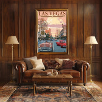 Retro Las Vegas Scene Mid-Century Travel Poster PosterGoat