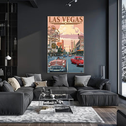 Retro Las Vegas Scene Mid-Century Travel Poster PosterGoat