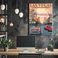 Retro Las Vegas Scene Mid-Century Travel Poster PosterGoat