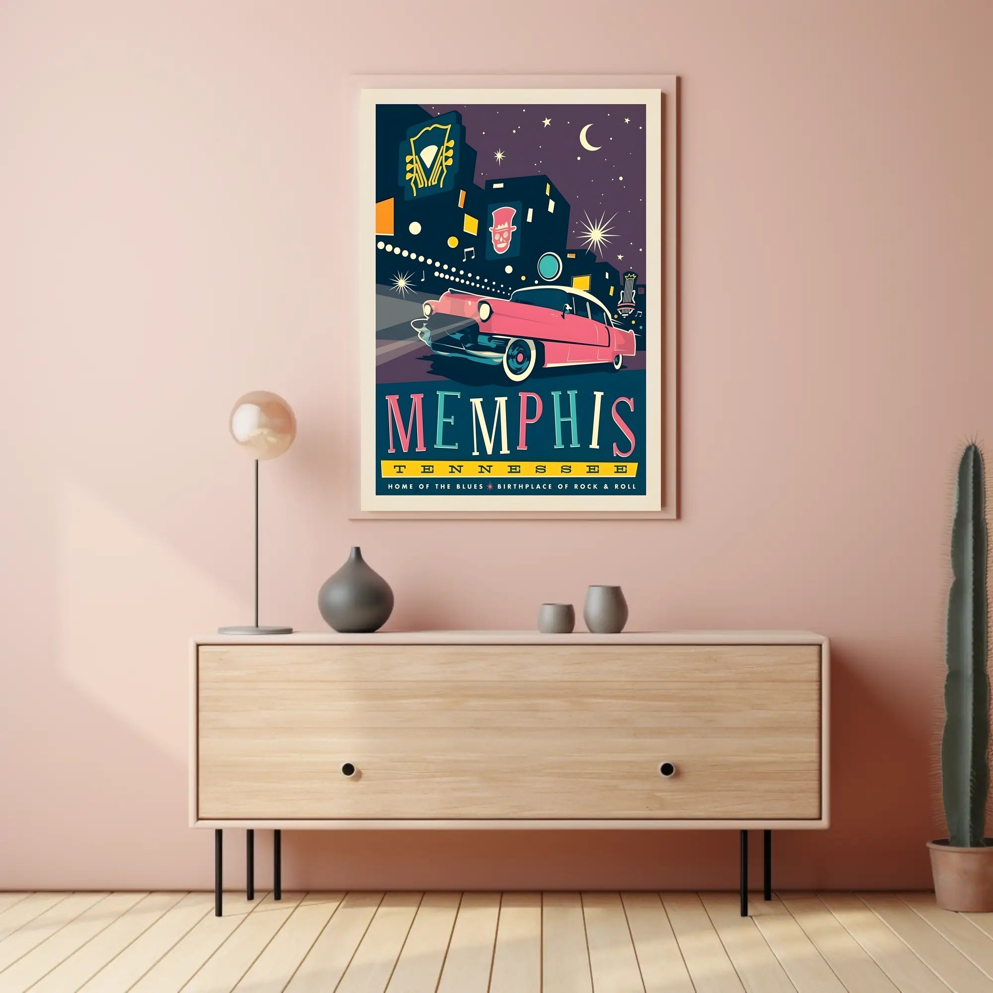 Retro Memphis Nightlife Travel Poster PosterGoat