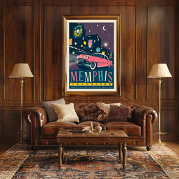 Retro Memphis Nightlife Travel Poster PosterGoat