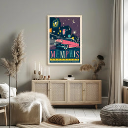 Retro Memphis Nightlife Travel Poster PosterGoat