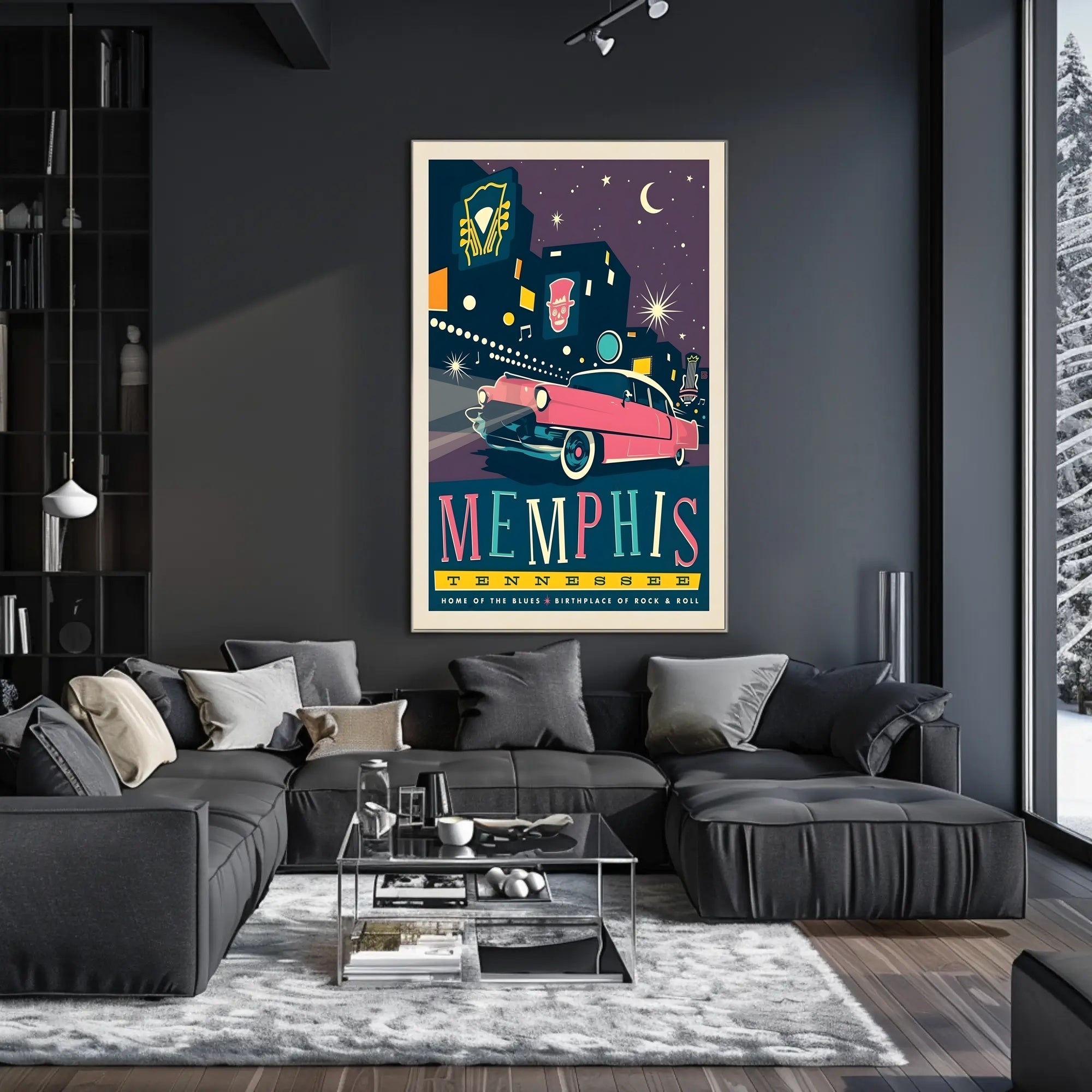 Retro Memphis Nightlife Travel Poster PosterGoat